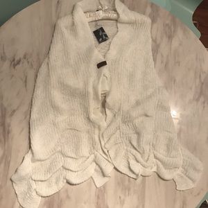 White shawl sweater